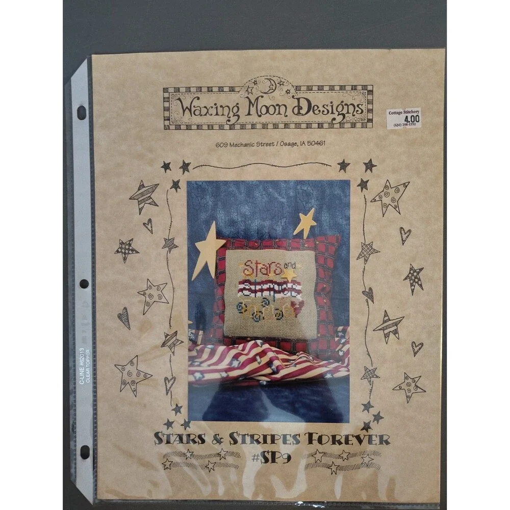 Waxing Moon Designs STARS & STRIPES FOREVER Cross Stitch Pattern Chart #SP9 2001